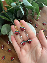 Load image into Gallery viewer, Watermelon Huggie Hoops