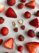 Load image into Gallery viewer, Strawberry Huggie Hoops