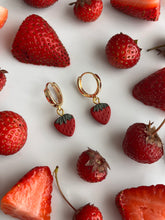 Load image into Gallery viewer, Strawberry Huggie Hoops