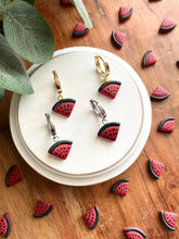 Load image into Gallery viewer, Watermelon Huggie Hoops