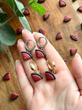 Load image into Gallery viewer, Watermelon Huggie Hoops