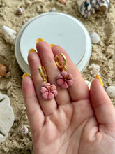 Load image into Gallery viewer, Hibiscus Huggie Hoops