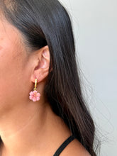 Load image into Gallery viewer, Hibiscus Huggie Hoops
