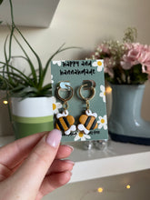 Load image into Gallery viewer, Bumble Bee Huggie Hoops
