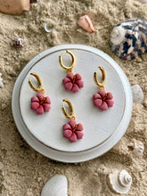 Load image into Gallery viewer, Hibiscus Huggie Hoops
