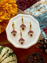 Load image into Gallery viewer, Mushroom Fairy House Huggie Hoops
