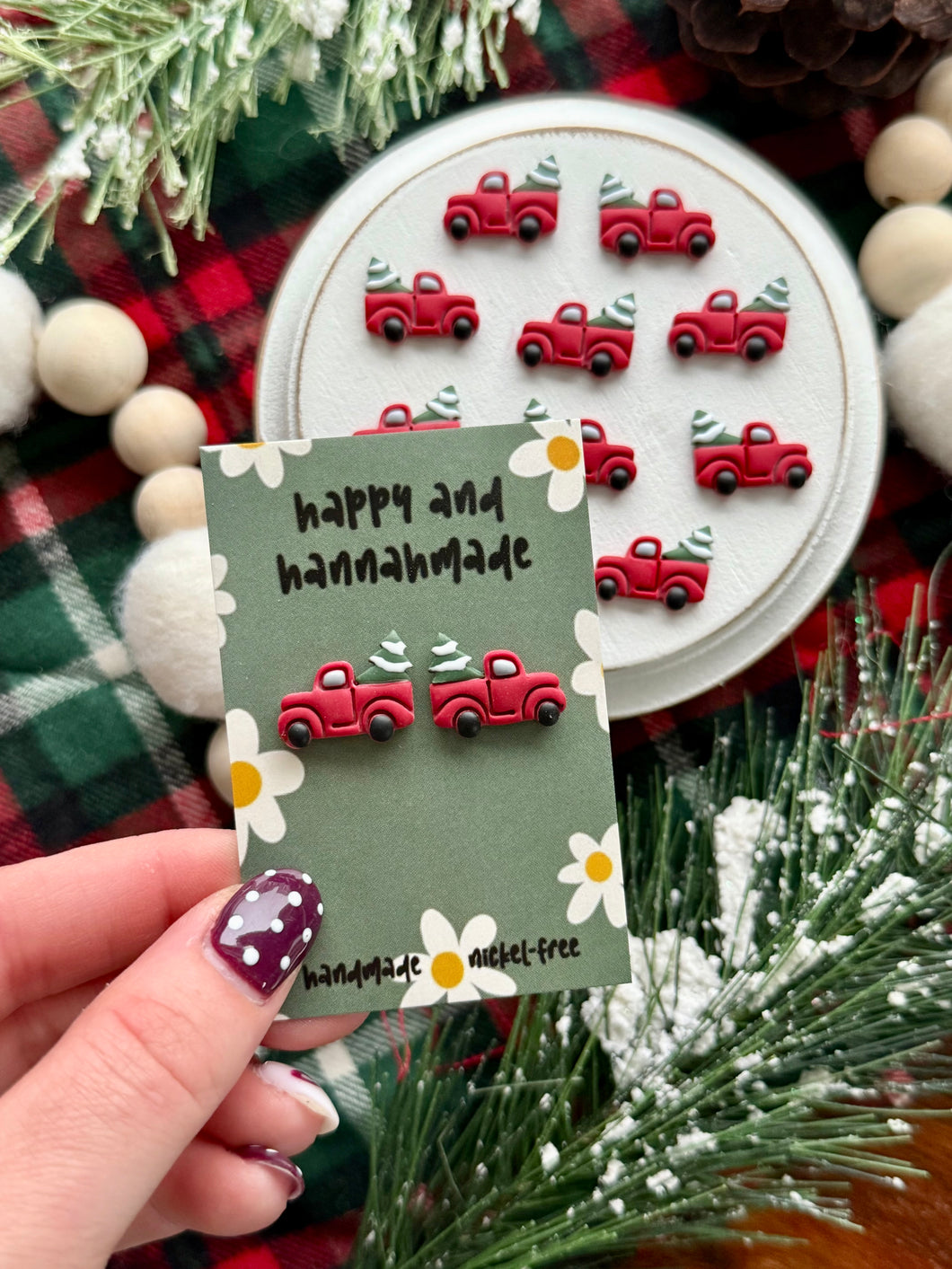'Little Red Truck Hauling a Christmas Tree' Studs