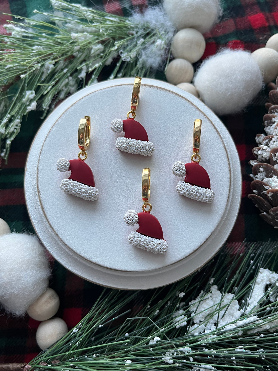 Santa Hat Huggie Hoops