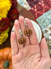 Load image into Gallery viewer, Jack-O'-Lantern Huggie Hoops
