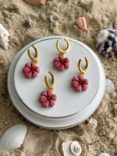 Load image into Gallery viewer, Hibiscus Huggie Hoops
