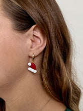 Load image into Gallery viewer, Santa Hat Huggie Hoops
