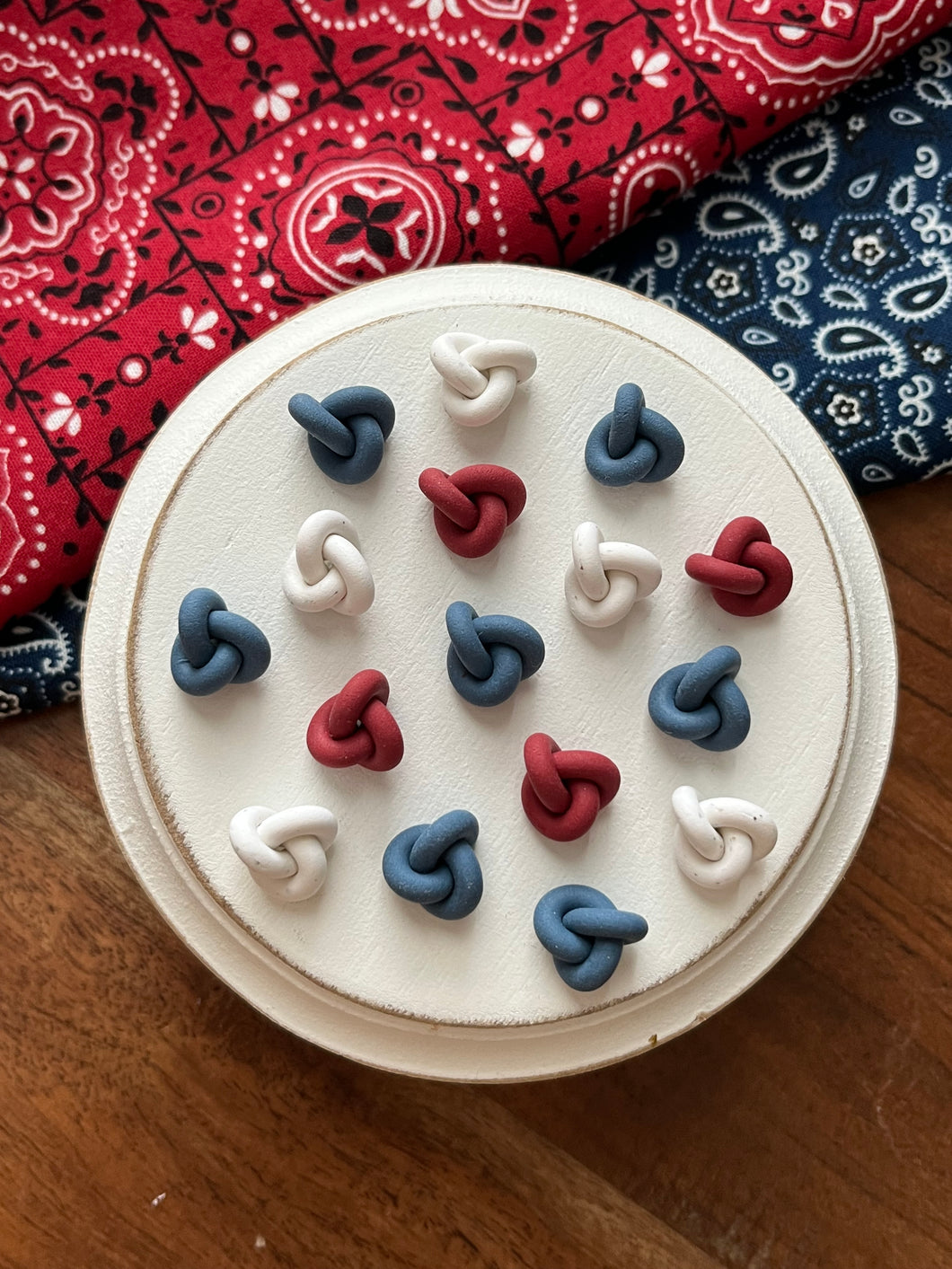Red, White, and Blue Knotted Studs