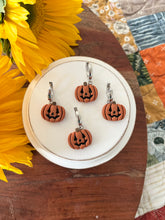 Load image into Gallery viewer, Jack-O&#39;-Lantern Huggie Hoops
