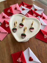 Load image into Gallery viewer, Chocolate Covered Strawberry Huggie Hoops

