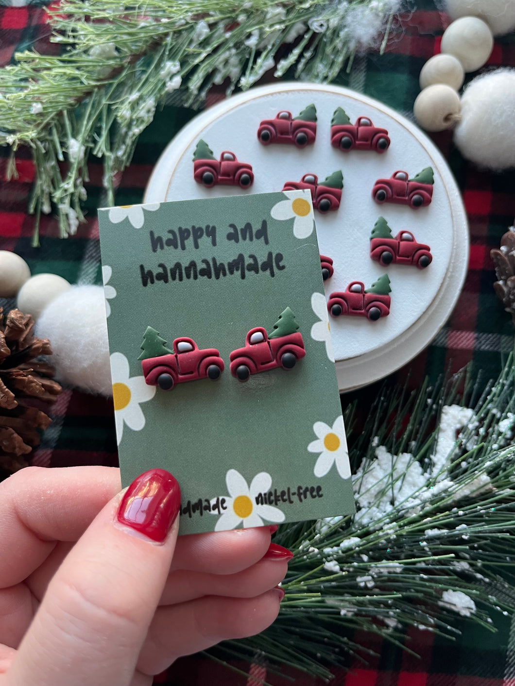 'Little Red Truck Hauling a Christmas Tree' Studs