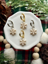 Load image into Gallery viewer, Snowflake Huggie Hoops
