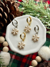 Load image into Gallery viewer, Snowflake Huggie Hoops
