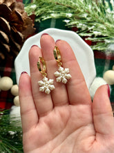 Load image into Gallery viewer, Snowflake Huggie Hoops
