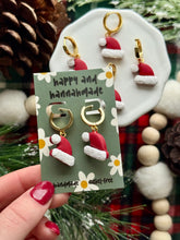 Load image into Gallery viewer, Santa Hat Huggie Hoops
