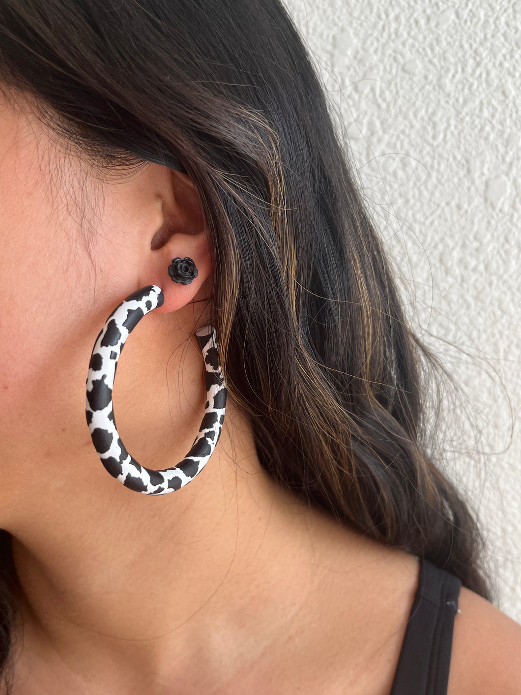 Cow Print Hoops