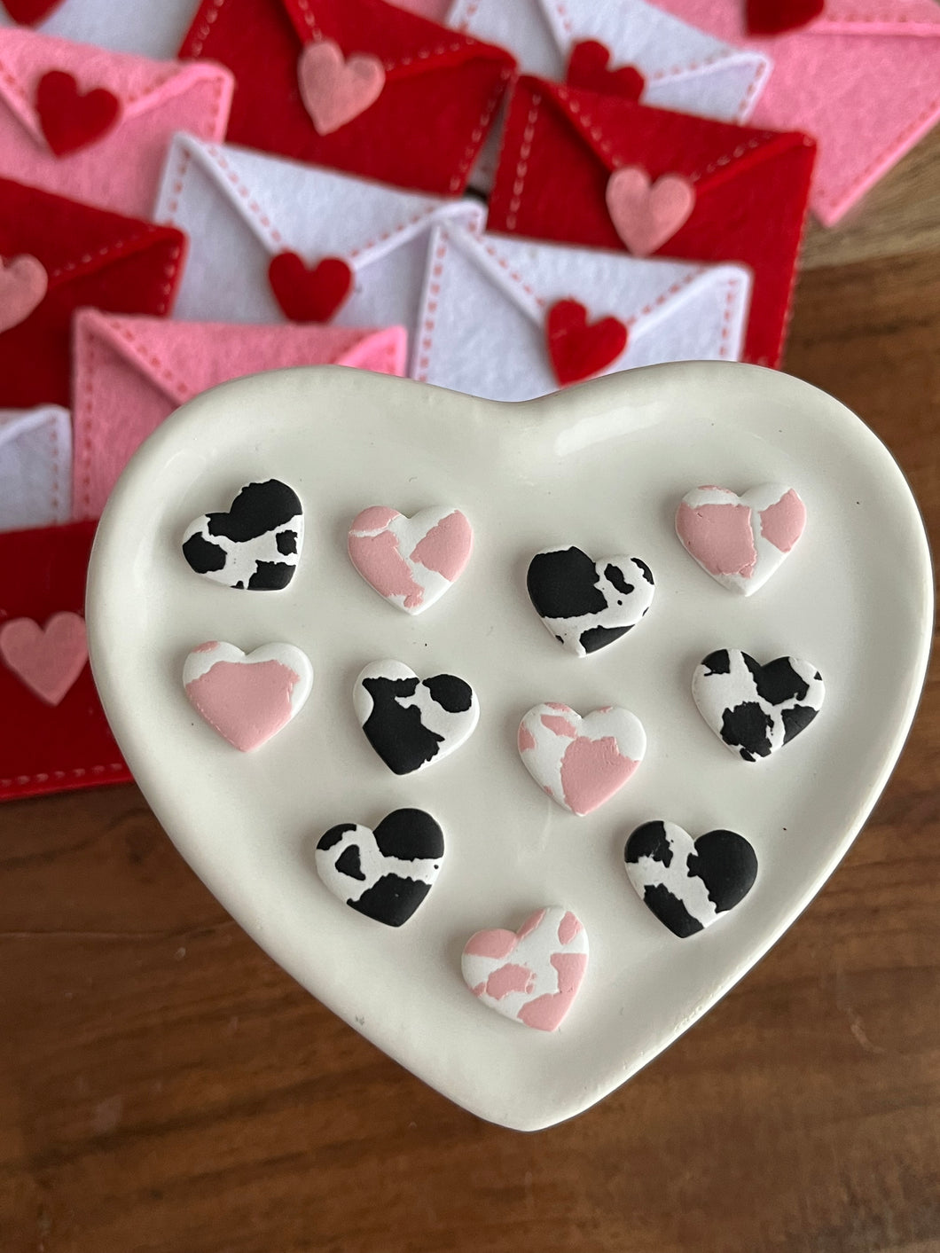 Cow Print Heart Studs