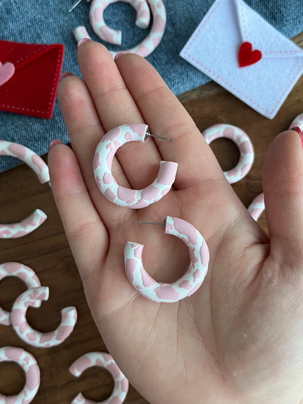 Strawberry Cow Print Hoops